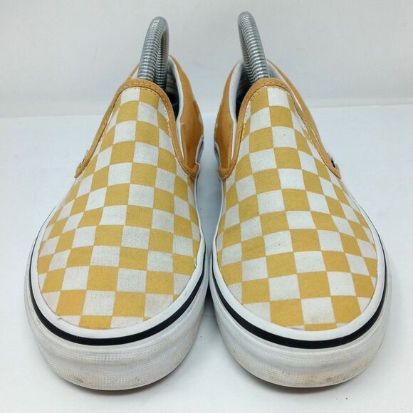 Vans Classic Slip-On Women's Size 5.5 Yellow White Checkerboard Canvas Shoes - Picture 4 of 9